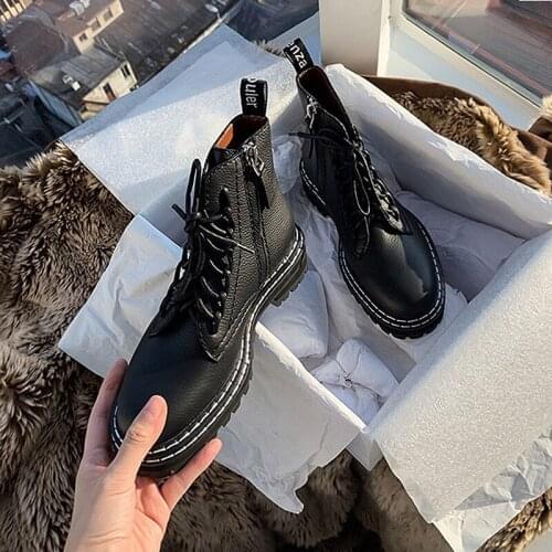 Knight style boots spring woman boot comfortable shoes Martin boots ankle boot lace up boot motorcycle 2021 British short boots