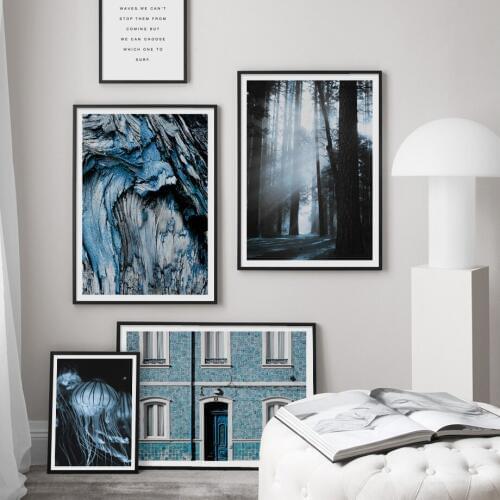 Withered Tree Forest Marine life Door Quotes Wall Art Canvas Painting Nordic Posters And Prints Wall Pictures For Living Room