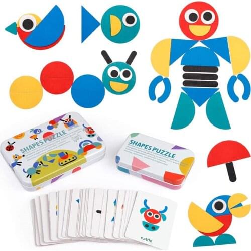 Wooden Puzzles Interesting Geometric Shapes Various Animal Puzzles Montessori Early Childhood Educational Toys for Children