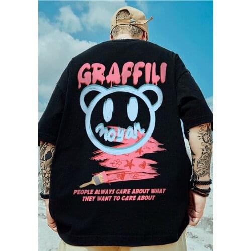 European and American Hiphop Street Oversize Bear Short-Sleeved Mens National Fashion Large Size Summer Couple 8XL T-shirt