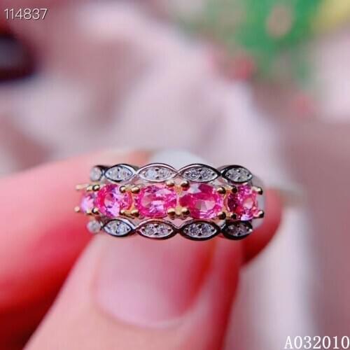 KJJEAXCMY fine jewelry 925 sterling silver inlaid natural pink sapphire new ring trendy girls ring support test