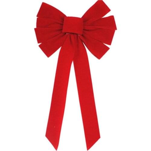 Red Bow Velvet Christmas Bows Hanging Holiday Xmas Bows for Christmas Wreaths Decoration or Tree Toppers Decor Party Supply