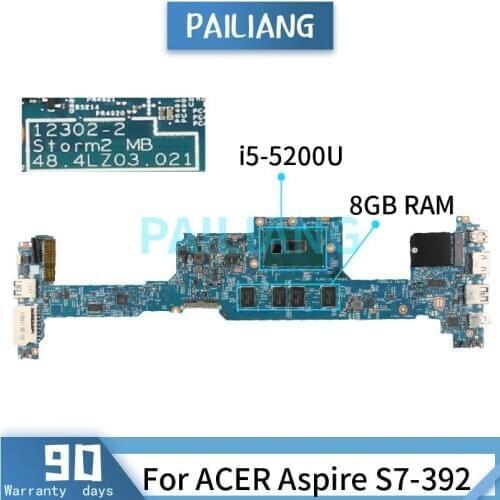 Mainboard For ACER Aspire S7-392 i5-5200U Laptop motherboard 12302-1 SR23Y With 8GB RAM Tested OK