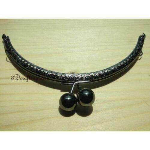 Metal frame sewing bag purse frame clasp 6 inch half round big bead gunmetal C4