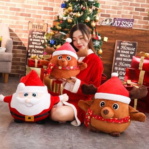 Cute Santa Claus Plush Toys Christmas Tree Elk Doll Toys with Music Light Xmas Home Decor Christmas Ornament Kids Birthday Gift