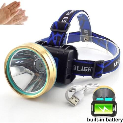 Sensor T6 led USB Headlamp frontal headlight USB built in battery head light Torches linterna Flashlight for hiking fishing o1