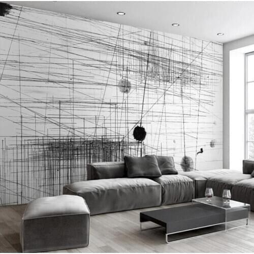 Custom Mural Wallpaper Black White Stripes Lines Abstract Art Wall Painting Living Room Sofa TV Backdrop 3D Photo Wall Paper