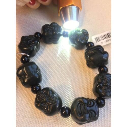 Natural hetian black green jade beads bracelet bangle hand-carved Buddha jadite jade bracelets jade jewelry christmas bracelet
