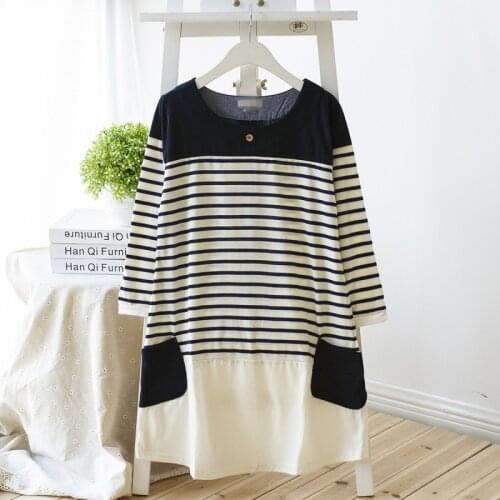 Nightdress For Women Summer Cotton Nightgown Stripes Dress