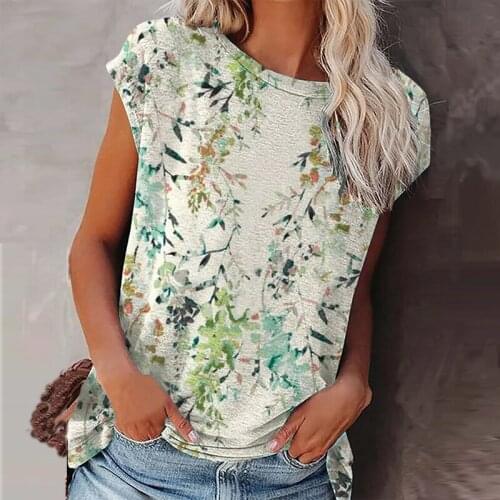 2021 Summer New Printing Shirt Loose Blouse V Neck Tees Short Sleeve T Shirt Fashion Women Clothing Tops Oversize S-2XL