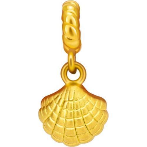 New Arrival 999 3D 24K Yellow gold Shell Pendant Bracelet 1g