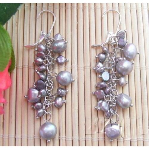 New Arrival Favorite Pearl Earring Gray Baroque Genuine Freshwater Pearl S925 Sterling Silver Lever Back Dangle Earring