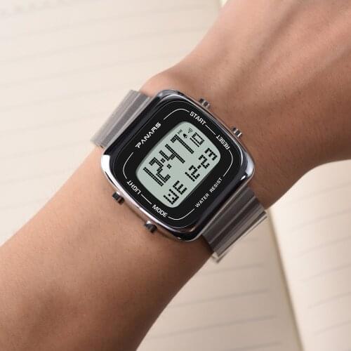 NEW Digital Mens Watch Fashion Outdoor Sport Watches Man 50M Waterproof Alloy Case Strap Wristwatch Stopwatch Electronic