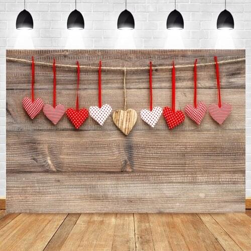 Happy Valentines Day Background Vintage Wooden Board Love Heart Vinyl Photography Backdrop For Photo Booth Photophone Photozone
