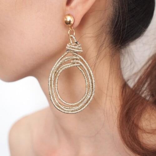 MANILAI Brand Fashion Metal Spiral Dangle Earring For Women Bohemia Statement Big Pendant Earring Accessories Jewelry