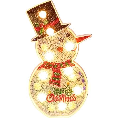 Led Light Lamp 5D DIY Diamond Painting Kit Santa Claus Embroidery Mosaic Holiday Gift For Kids Family Desk Decoraiton Handwork