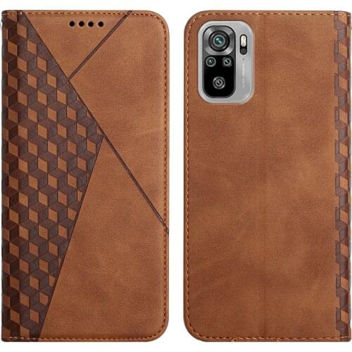 Skin Feeling Retro Vintage PU Leather Card Slot Pocket Magnet Shockproof Case for Redmi Note 10 Kickstand Cover