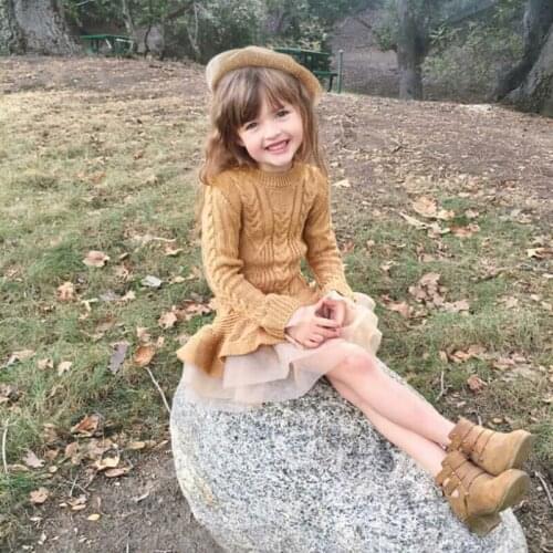 Knitted Sweater Long Sleeve Girls Clothes Autumn Winter Thick Warm Kids Dresses for Girl Christmas New Year Party Princess Dress