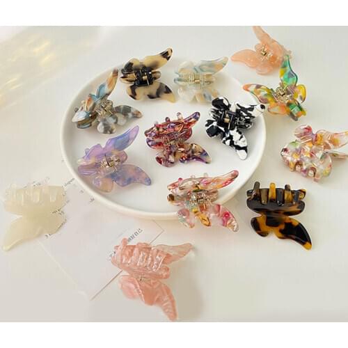 Acetate Resin Hair Claw Sweet Fairy Butterfly Hairpin Clip Gradient Tie-Dye Colored Styling Tools Barrettes for Women Girls