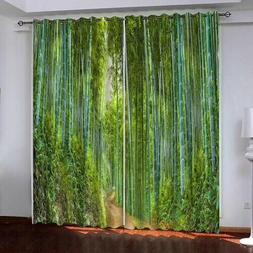 3D Curtain Photo Custom Size Mountain full of bamboo curtains Bedroom Living Room Office Bathroom Shower curtain