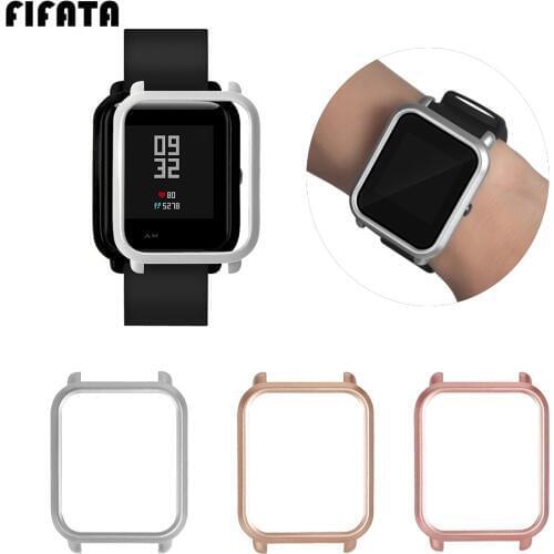FIFATA PC Material Metallic Plating Protective Shell For Xiaomi Huami Amazfit Bip Smart Watch Replacement Watch Case Cover