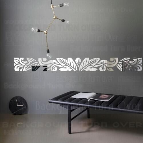 Mirror Stickers Sticker Bathroom Room Decoration Decor Mural On The Wall Long Full Leaf Plant Frieze Panel Listello Border R039