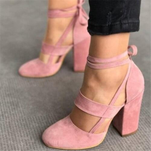 2019 Spring Sexy Fish Mouth Hollow Roman Sandals Thick With A Word With Beaded High Heels Female Summer Sexy Female Sandals