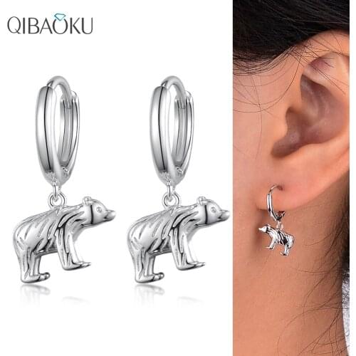 925 Sterling Silver Hoop Earring Cute Animal Pendant Earrings Fine Jewelry Sweet Simple Noble Gift Earrings for Women