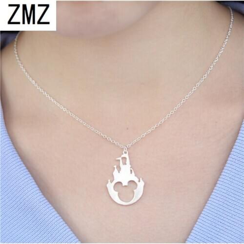 ZMZ 10pcs/lot 2018 Europe/US fashion castle mouse pendant lovely creative animal necklace gift for mom/girlfriend party jewelry