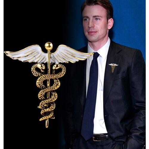 Crystal Caduceus Pins Badge Brooches Lapel Pin Medicine Symbol Jewelry Gifts For Nurse Doctor Medical Students Brooch Pins 1Pc