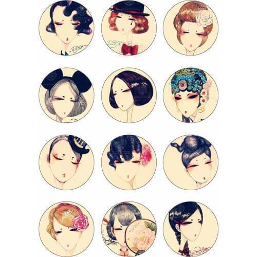 10mm 12mm 14mm 16mm 20mm 25mm 375 12pcs/lot Lady Mix Round Glass Cabochons Jewelry Findings 18mm Snap Button Charm Bracelet