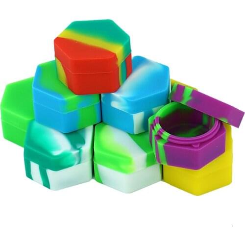 10 pcs 26ml hexagon silicone container box non-stick jar wax oil dab jar portable colorful silicone storage tank