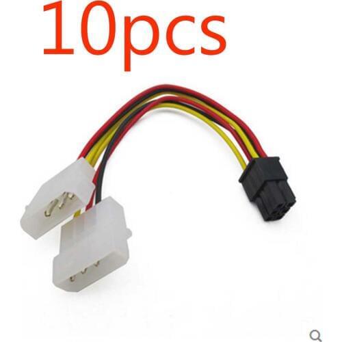 10pcs 2Dual 4 Pin Molex IDE to 6 Pin PCI-E Graphic Card Y Power Cable Adapter