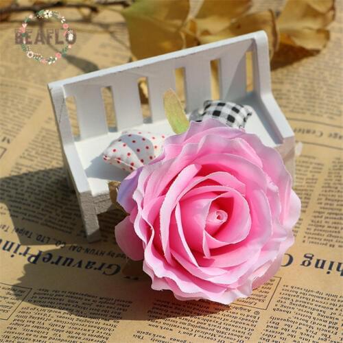 10PCs DIY Artificial Rose Flower Head Accessories Silk Flower Bride Bouquet Flower Ball Wedding Flower Arrangement 9cm Dia