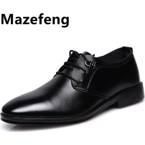 Mazefeng Brand 2021 Oxford Mens Dress Shoes Formal Business Lace-up Full Grain Leather Minimalist Shoes for Men Men Dress Shoes