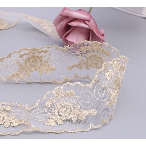2021 Princess Gold Line Thread Mesh Embroidery Lace DIY Fluffy Clothes Leader Mouth Cake Skirt Lengthened Dress Sewing Material