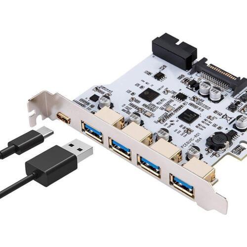 4-port USB 3.0 Type-C 19PIN Expansion Card Dual Core Gold Plated Connector QJY99