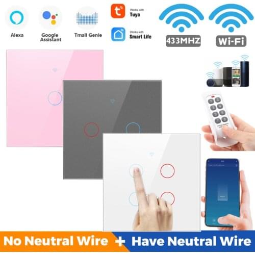 AC110-240 Tempered Black White Crystal Glass Touch Switch Power Led Panel Wall Light Switch 1/2/3/4 Gang For Alexa Google Home