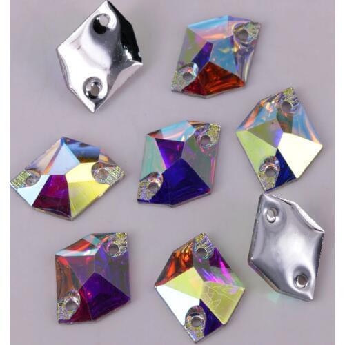 Free Shipping, 100pcs/Lot, 11x14mm, 16x20mm, 21x26mm Crystal AB #3265 Cosmic Resin Sew On Stones