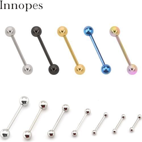 Innopes Stainless Steel Long Tongue cartilage Piercing Septum Barbell Shape Tunnels Ear Plugs Multicolor Women man Body Jewelry