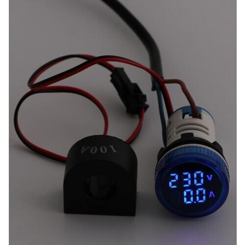Digital Voltmeter Ammeter 22mm Round AC 50-500V 0-100A Voltage Volt Amp Monitor Wholesale