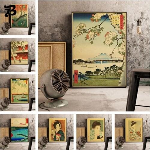 Retro Japanese Home Decoration Landscape Series for Bar and Cafe Living Room Wall Art Decor High Quality Canvas Painting Posters