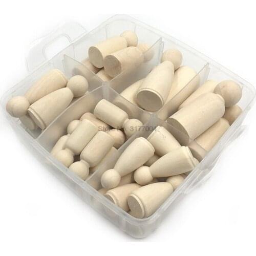 DHL 50set Peg Dolls 30pcs/set Maple Wood Unpainted Family Wooden Dolls Weddings Dolls Decor Montessori Toys Baby Teether