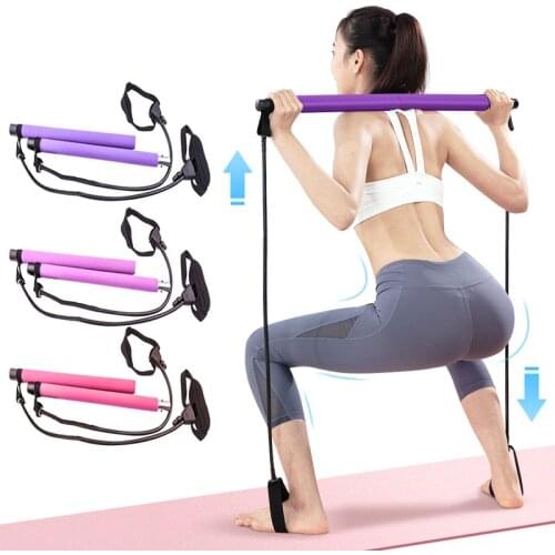 Yoga Crossfit Resistance Bands Pull Rope Rubber Pilates Stick Bodybuilding Training Workout Stick Home Gym Fitness Equipment