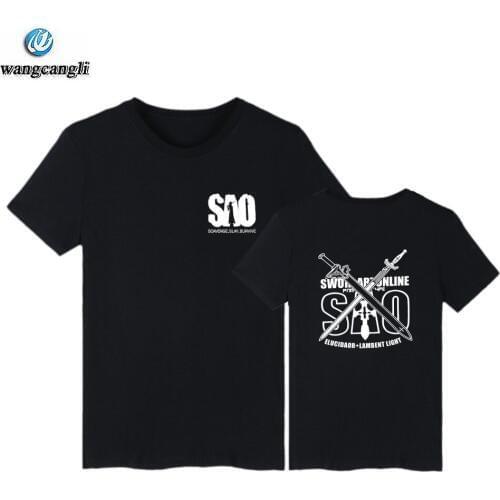 Sword Art Online t shirt Sao Japan Hot Anime t-shirt Kirito Elucidator Dark Repulsor tshirt Black Swordsman Tee shirt Clothing