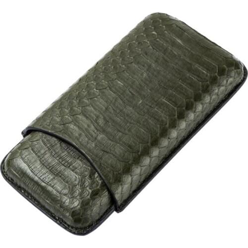 LUBINSKI Elegant Genuine Leather Snake Skin Leather Style Cigar Travel Cigar 2/3 Tubes Holder Cigar Humidor Case Fit COHIBA New