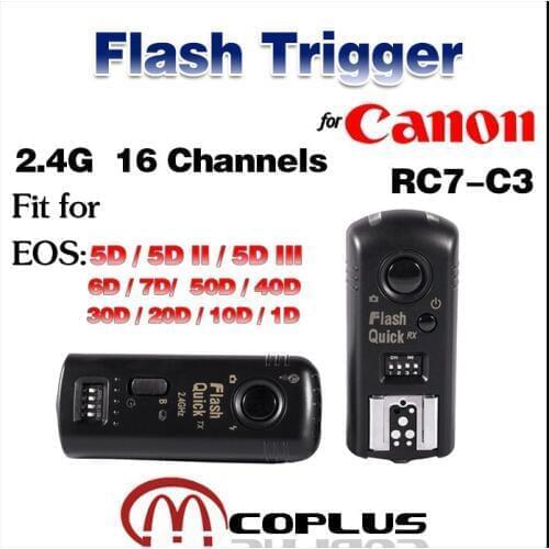 Meike MK-RC7 C3 16 Professional Channels Wireless Flash Trigger Transceivers for Canon EOS 5D Mark II III 6D 7D 10D 20D 30D 50D