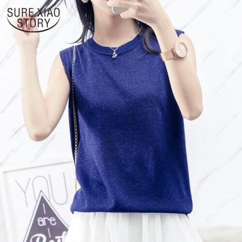 Fashion Sleeveless Sequins Clothes Casual Plus Size Women Tops 2021 Summer New Korean Style Shirt Femme Blusas Elegantes 15398