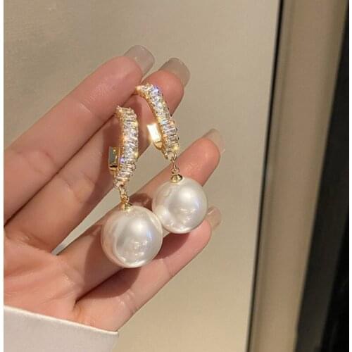 Fashion Dangle Earrings for Women Girl Female 2021 Long Crystal Simulated Pearl Tassel Drop Earring Vintage Gold Brincos Jewelry