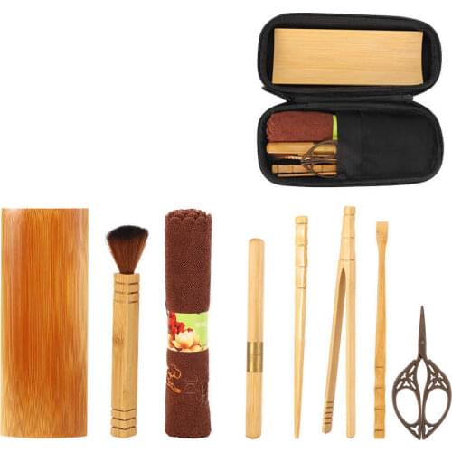 Household Bamboo Teaware Sets Tea Set Knife Towel Scissor Tea Accessories Tools For Tearoom Ceremony Travel Tea Accessory